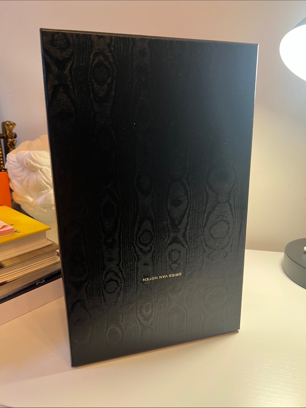 Authentic Dries Van Noten Luxury Black Woodgrain Shoe Box / Display Decor Box